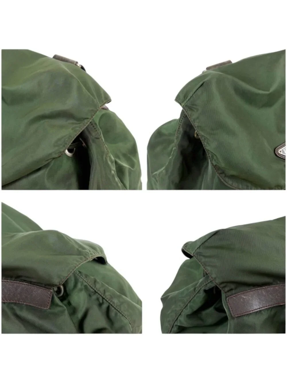 Prada Triangle Logo Backpack Tessuto Nylon Khaki Green